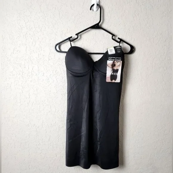 Miraclesuit Strapless Slip Dress Black Size 38B NWT